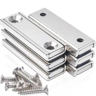 swihorab 6 Stück Neodym Magnete Extra Stark, 40x13,5x5mm Magnete Stark Groß Schraubbar Magneten Rechteckmagnete Magnete mit Loch Magnetverschluss Senkkopf Magnet Industrielle Topfmagnet mit Schrauben