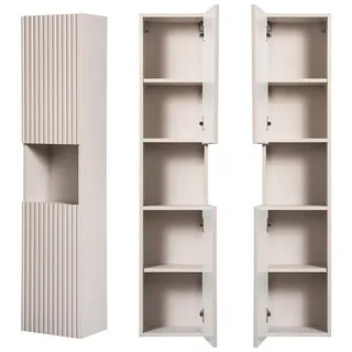 Lomadox Newport-56-Cashmere Hochschrank 30 x 140 x 30 cm Beige Metall/MDF/Spanplatte