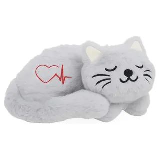 beeztees Katzenspielzeug Kitten Herzschlag-Kuscheltier grau