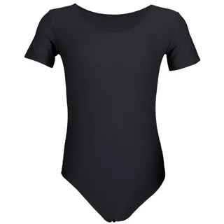 Aquarti Mädchen Kurzarm Ballettanzug Einfarbig, Farbe: Schwarz, Größe: 134 - 134