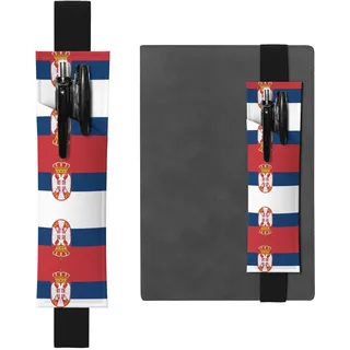 Leder Stifthalter Lesezeichen GGNKDL Flagge Serbien Muster für Hardcover Journals, Tagebücher, Planer - Verstellbarer Riemen Band Tasche