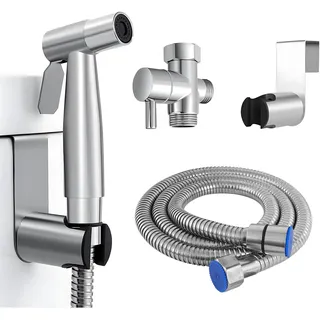 Bidet Handbrause Persönliche Hygiene Set, Hand Edelstahl Gehalten Bidet Sprayer mit 1.5m Schlauch, Baby Stoffwindelsprüh Kit, Verstellbare Spritzpistole Bidetbrause für Die Persönliche Hygiene