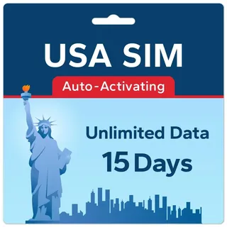 TSIM USA SIM-Karte 15 Tage | Unbegrenzte Daten | Hohe Abdeckung Multi-Operator-5G-Netzwerk | Automatische Aktivierung | Nachfüllbarer Plan | Hotspot erlaubt | Nur Daten