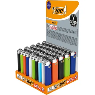 BIC Maxi Reibrad Feuerzeuge Neutral mit Zündstein (BIC Maxi J26) (50 Stück)