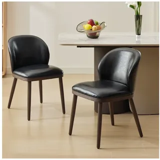 GarveeMore Esszimmerstuhl 2er-set,moderne gepolsterte Küchenstühle mit ergonomischer Rückenlehne, Esszimmerstühle mit Holzbeinen für Küche,Esszimmer schwarz