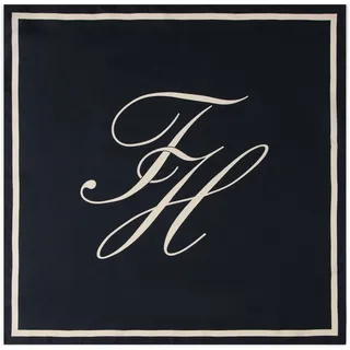 Tommy Hilfiger Modetuch TOMMY HILFIGER "TOMMY SCRIPT SILK", Herren, space blau, soft cream, Web, Seide, Modetücher