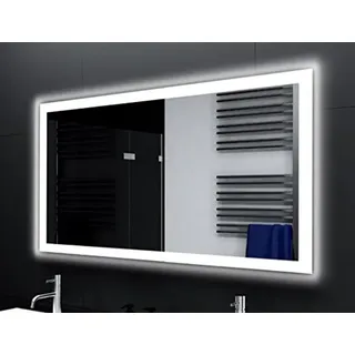 SARAR Badspiegel Spiegel Badezimmerspiegel mit rundum LED-Beleuchtung 150x70 cm Made in Germany eckiger Wandspiegel Mirror Spiegel Bad mit Licht auf Maß Sete