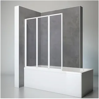 Schulte Badewannenfaltwand Well 127 x 140 cm Kunstglas Softline hell Alpinweiß