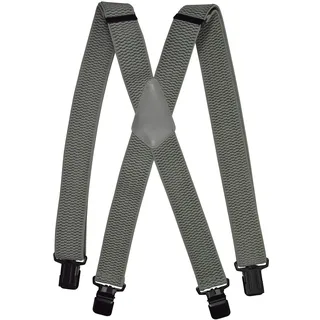 Olata Hosenträger Herren - Extra breite Träger und schwarze Metall-Clips, Hosenträger X-Form mit überkreuzten Trägern – 4 cm. Grau - Einheitsgröße