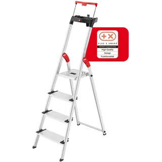 Hailo L85 ComfortLine Alu-Stehleiter mit 4 XXL-Stufen bis 150 kg, Silber