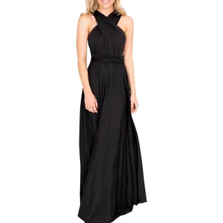OBEEII Damen Luxuriös Sommer Lang Kleid elegant Geteilter Abendkleider Ärmellos Hochzeit Kleider Party Vintage abschlussbal Cocktailkleid Schwarz M - M