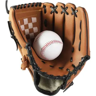 Wonninek Baseball Handschuhe - PU-Leder Handschuhe mit Einem Ball, Erwachsenen Baseball Training Wettbewerb Handschuh Verdicken Dauerhaft Softballhandschuhe für Kinder Erwachsene, 10,5-Zoll