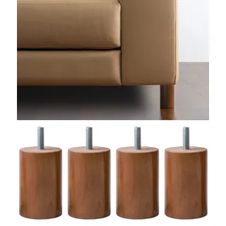 IPEA 4X Möbelfüße Sofa Füße aus Holz Farbe Walnuss – Höhe 100 mm – Made in Italy – Fuße fur Möbel, Sofas, Schränke – Beine in Zylinderform Massivholz fur Sessel