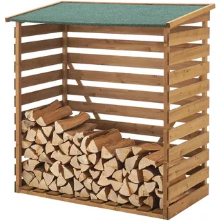 [en.casa] Brennholzunterstand Tannenholz 123 x 116 x 64 cm Natur