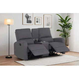 Home Affaire 2-Sitzer HOME AFFAIRE "TOURNAY, 2er-Kinosofa, Liegesofa, TV-Sessel, Multimedia-Sofa", grau (dunkelgrau), B:163cm H:96cm T:93cm, Sofas, mit manueller Relaxfunktion, Getränkehalter, Staufach