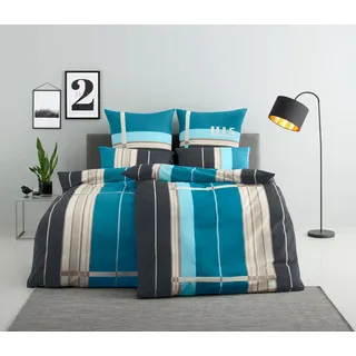 OTTO home Golfi Gestreift Baumwolle Blau 155 x 220 cm + 2 x 40 x 80 cm