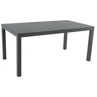 Sunfun Maja Gartentisch  (L x B x H: 160 x 90 x 74 cm, Aluminium, Glas, Rechteckig, Anthrazit, Ausziehbar)