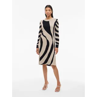 VILA Midikleid Schwarz/Beige Animal XS