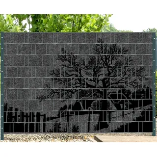 PerfectHD Zaunsichtschutz - Sichtschutz mit Motiv - Florenz Country 1 - Sichtschutzstreifen für Doppelstabmattenzaun - 9 Streifen - 19 cm breit - 24 Varianten