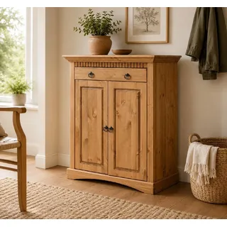 Clever-Moebel Kommode 2 trg Kommode aus Kiefernholz Schrank Sideboard, Breiet: 84cm, Tiefe: 39cm, Höhe: 97cm beige