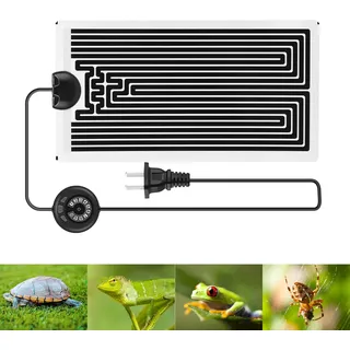 Konesky Terrarium Heizmatte, Heizmatte mit 10 Ebenen Temperaturregelung, 14W Verstellbares Heizkissen für Reptilien,Sicherheit Aquarium Schildkröte Wärmematte für Schlangen Spinnen Raupen Eidechsen