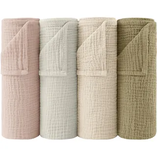 Bearmoss Moltontücher Baby 100% Baumwolle Weiche Spucktücher Baby,Atmungsaktiv und Extrem Saugfähig Musselin Tuch für Saugstark Mulltücher 4er 60x60cm (Sandgrün)
