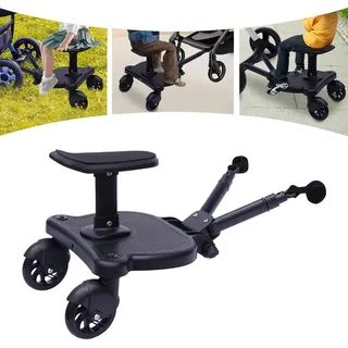 3-7 Jahre Kinderwagen Pedal Adapter Sitz bis 25kg Buggy Board Sitz Kinderrad Stehbrett Pedal Zubehör Wheel Standing Board Pedal (Schwarz) - Schwarz