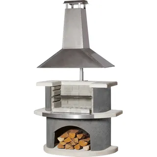 Buschbeck Grillkamin Zürich mit Edelstahlhaube 110 x 65 x 210 cm anthrazit/weiß