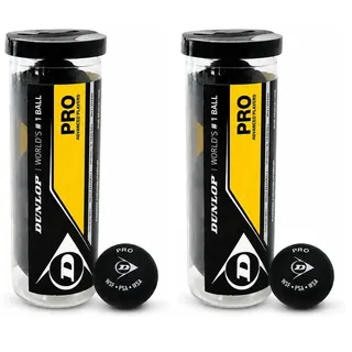 Dunlop Squashbälle Pro doppelGelb, 3 Stück in der Dose, Offizieller Turnier-Squashball, Nicht angegeben, Yellow (or Possibly Black) (Packung mit 2)