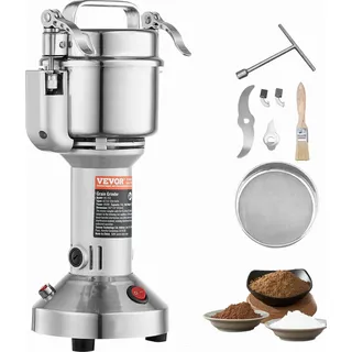 Vevor elektrische Getreidemühle, Hochgeschwindigkeits-Gewürzmühle mit 850 W, Pulverisiermaschine aus Edelstahl, für trockene Körner Gewürze M...