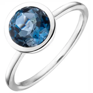 Jobo Fingerring Ring Weißgold mit Blautopas London Blue Gr. 54