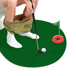 Toiletten Golf, Klo Minigolf, 6-teilig, Minigolfspiel mit Schläger, Bällen & Co.