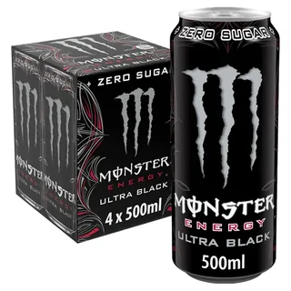 Monster 400034 Ultra Black Enegy Drink Wigg, 4 x 500 ml, Aluminium, Weiß