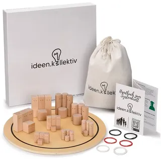 ideen.kollektiv Systembrett Pro - Hochwertig aus Buchenholz - Familienbrett für Aufstellungen Systemisches Coaching Supervision Moderation - Beziehungsbrett (Rund)