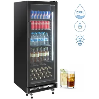 GastroHero Getränkekühlschrank GKS-230 I 230 L Getränkekühlschrank mit Glastür & LED I Flaschenkühlschrank abschließbar I Bierkühlschrank 0 bis +8 °C