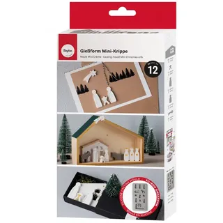 Rayher Silikon Gießform Mini Krippe 26 x 14,5 x 1 cm grau