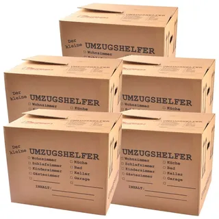Buri 5er-Set Umzugskartons 41x35x34 Umzugskiste Bücherkiste Archivkarton Transportbox