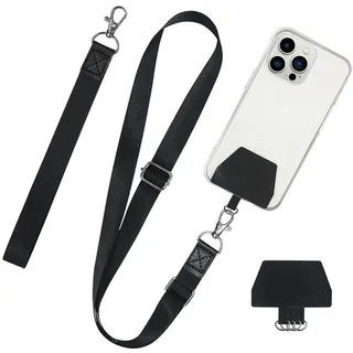 flintronic Handykette Universal 2 Stück, Einstellbar Halsband Schlüsselband mit 4 Patches, Universal Handy Halsband, Verstellbar Handy Lanyard, Kompatibel mit den Meisten Handyhüllen