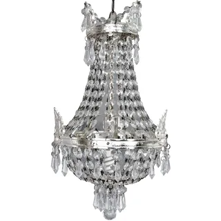 Kronleuchter Antik Lüster Silber Kristallleuchter ohne Leuchtmittel Deckenlüster Lampe 46cm kkc004 Palazzo Exklusiv