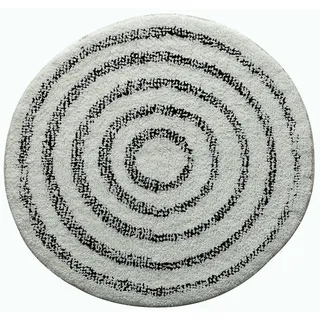 spirella Badematte SATURN, Höhe 18 mm, rutschhemmend beschichtet, schnell trocknend, strapazierfähig, Baumwolle, rund, Badteppich mit Kreismuster, schwarz-weiß, 100% Baumwolle - Made in India, Florhöhe 18 mm, waschbar 30°, Anti-Rutsch Beschichtung, Größe 60 cm, rund schwarz|weiß