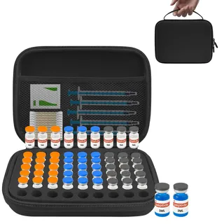 Bafutayawa Insulin Pen Tasche, Peptide Box Kühlschrank Ampullarium Klein, 63 Slot Insulin Case Organizer für 3ml Vials mit Mesh Pocket, Ampullen Tasche