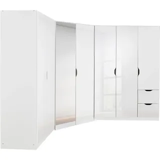 Rauch Schrank-Set RAUCH "Freiham", weiß (alpinweiß, hochglanz weiß), Kastenmöbel-Sets, 3-teilig, schlichte Front mit ausgefrästen Eingriffen MADE IN GERMANY