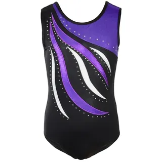 XIUsheUA Turnanzug Mädchen Kurzarm Lila Ballett Tanz Gymnastik Tanzbekleidung Jumpsuit for Mädchen Ärmellos Glänzend Strass Metallic Eislaufen Bodysuit Gymnastikanzug(Purple,4-5Y)