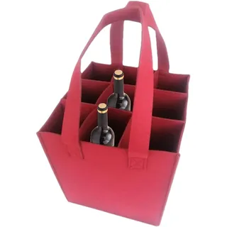Generisch Flaschentasche 9 Fächer – Tragetasche Aus Filz – Faltbarer Flaschenträger Mit Trennwänden – Flaschen Einkaufstasche Für Wasserflaschen, Wein Und Bier