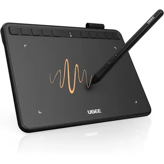 UGEE S640 Grafiktablett für PC, Dital Zeichentablett mit Stift 8192 Druckempfindlichkeit 10 Express-Tasten Stifttablett kompatibel mit Windows Mac Linux Android