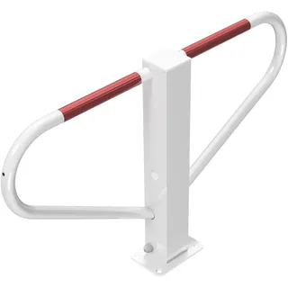 Schake Parkplatzsperre umlegbar, Rundzylinder zum Dübeln 70 mm x 70 mm Weiß-Rot