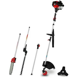 Eberth Motorsense Freischneider Rasentrimmer Multitool 4in1 Benzin, Tragegurt Inkl., 3PS, 52ccm Hubraum, 2-Takt Motor Fadenkopf mit Tippautomatik, Dickichtmesser, Seilzugstart