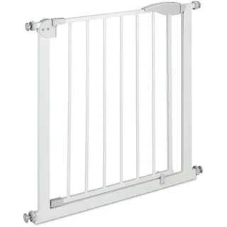 Relaxdays Türschutzgitter, ohne Bohren, Kinder - Hunde, Klemmgitter 76-82 cm, Absperrgitter erweiterbar, Stahl, weiß