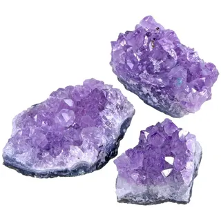 Lebensquelle Plus Amethyst Kristalle | 100% naturbelassene Drusenstücke | 3er Set