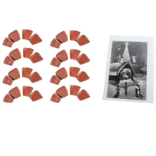 14 geschwungene Ziegelsteine, 15 x 20 mm, Terrakotta für Krippen, inklusive Miniatur-Papier, antik